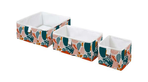 Storage boxes set of 3 monstera blossom