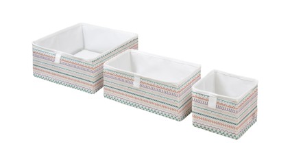 Storage boxes set of 3 geometric stitches