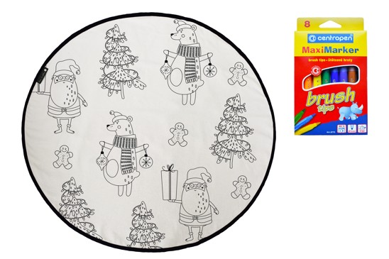 Colouring canvas rug christmas creatures