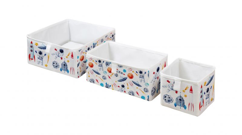 storage boxes set of 3  let's go to space
