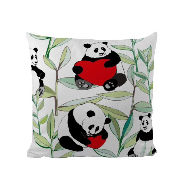 Cushion panda with bamboo