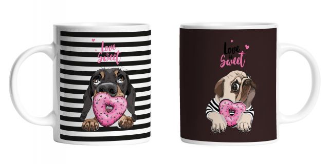 Set of 2 mugs love is sweet