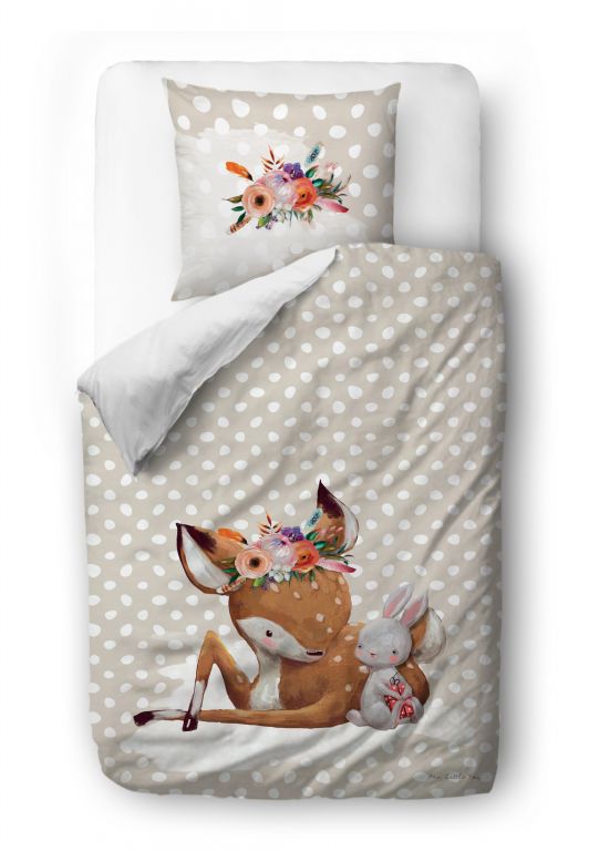 Bedding set forest school-doe and her friend 135x200/60x50cm
