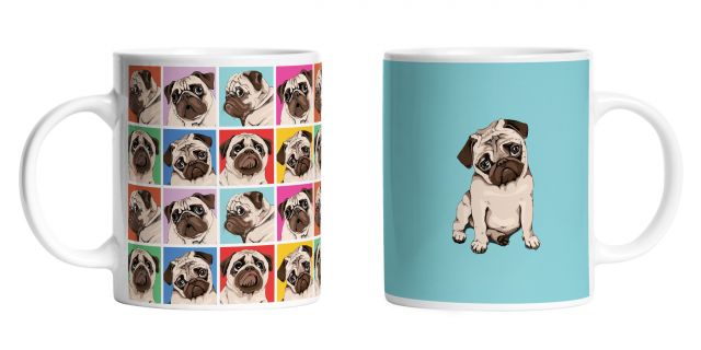 Set of 2 mugs which pug