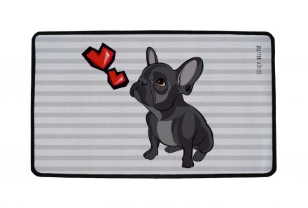 Rug multifunctional bulldog with hearts, 75x45cm