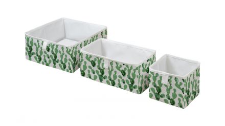 Dreifach Set Aufbewahrungsboxen cactus watercolour