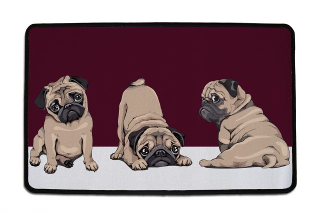 Fußmatten three pugs, 75 x 45 cm