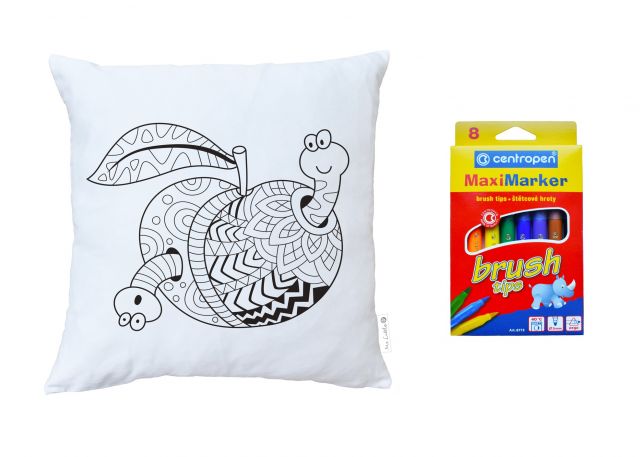 Colouring cushion hungry worms