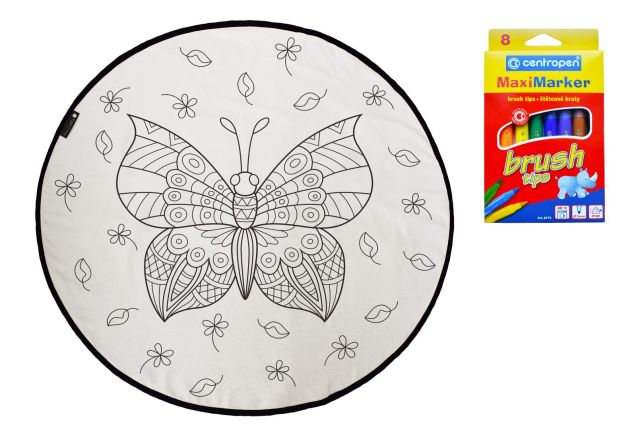 Colouring canvas rug butterfly