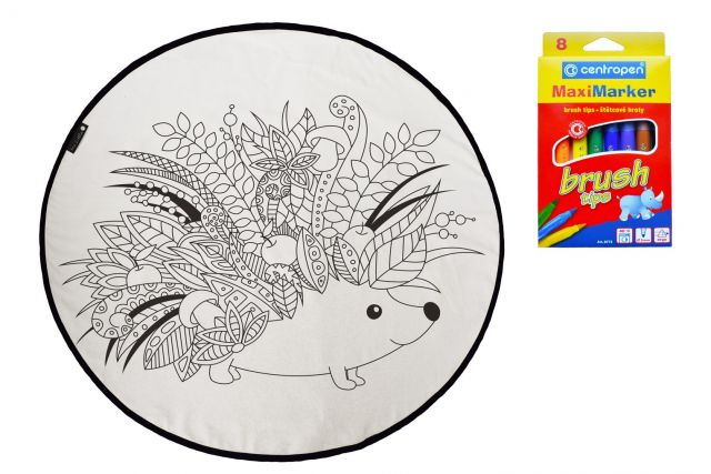 Colouring canvas rug magic hedgehog