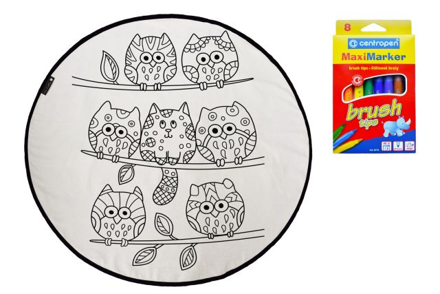 Colouring canvas rug magic owls