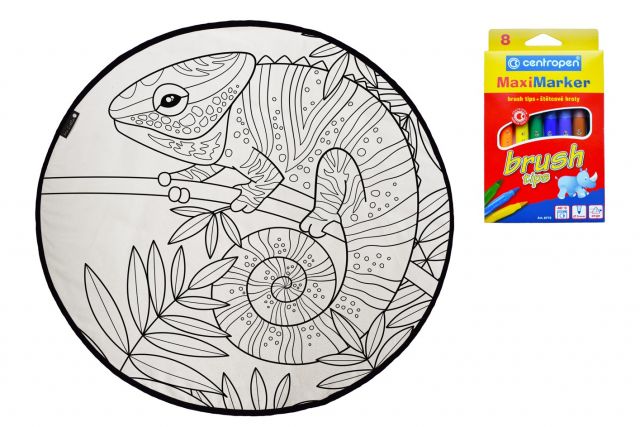 Colouring canvas rug curious chameleon