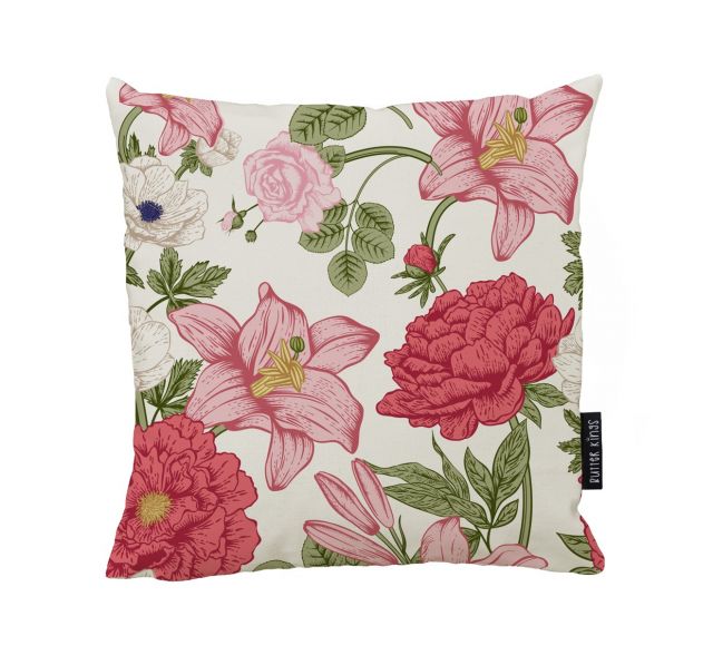 Cushion cover red and pink flowers