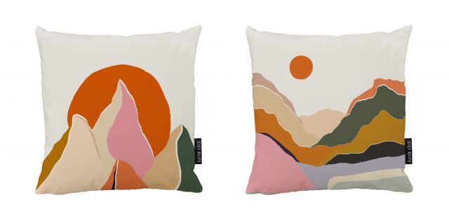 Set of 2 cushion covers sunset in the mountains