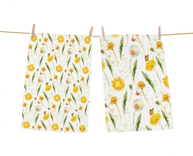 Dish towels set dandelion meadow