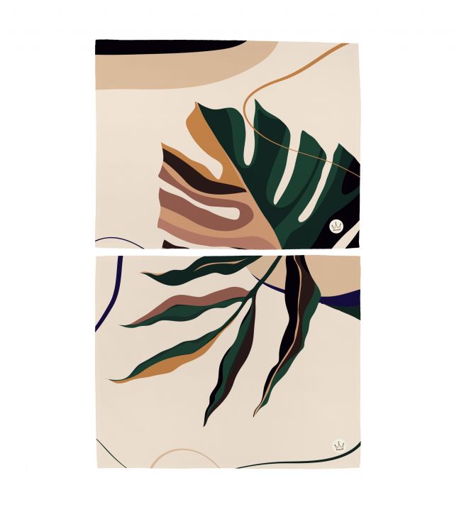 Set of 2 placemats monstera abstraction