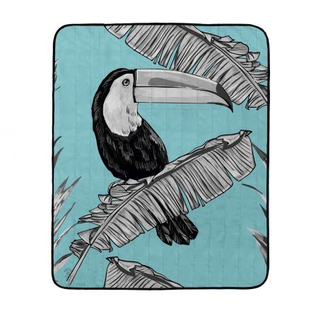 Picnic blanket toucan in blue