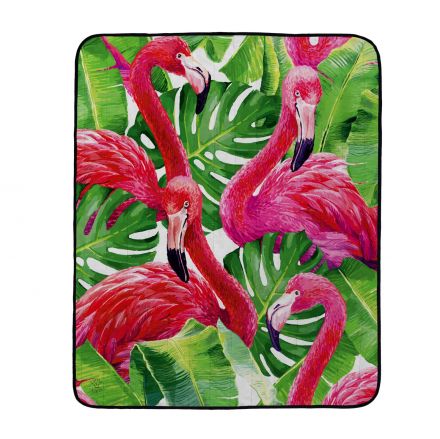 picnic blanket dark flamingos
