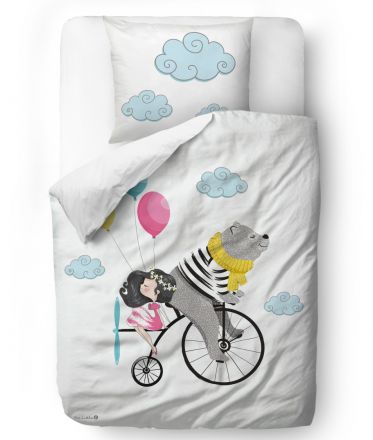 Bedding set best friends - cycling in the sky 135x200/60x50cm