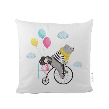 Cushion cover cotton best friends - cycling in the sky