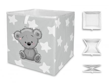 Storage box grey teddy, 32x32cm