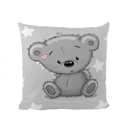 cushion cotton grey teddy