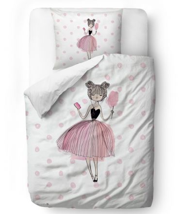 Bedding set pink girl 135x200/60x50cm