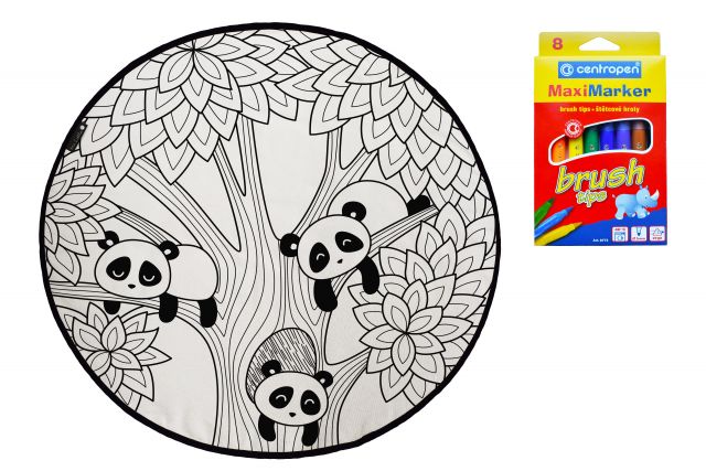 Vybarvovací látkový koberec colouring book pandas