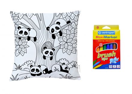 Colouring cushion coloring book pandas