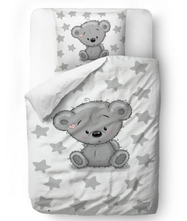 Bedding set grey teddy 135x200/60x50cm