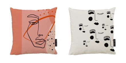 Set of 2 cushion covers many faces