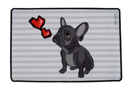 Fußmatten bulldog with hearts, 90 x 60 cm