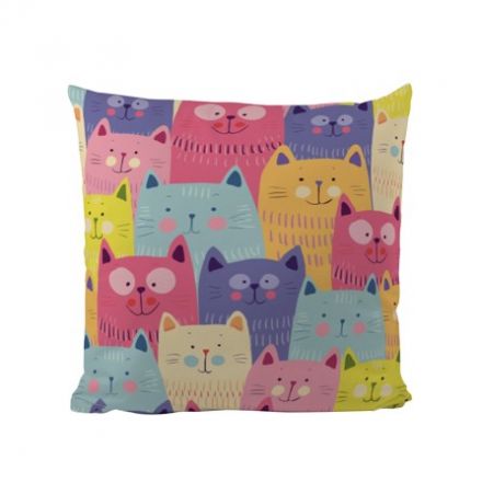 Cushion cover cats in colours