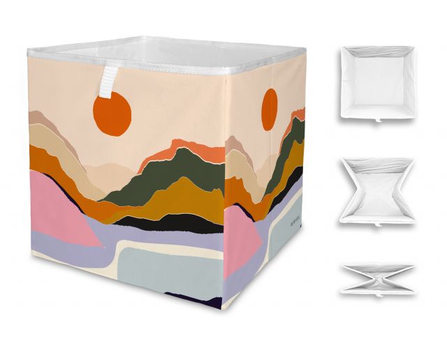 Úložná krabice colorblock landscape, 32x32cm