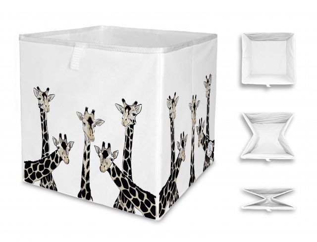 Úložná krabice friendly giraffes, 32x32cm